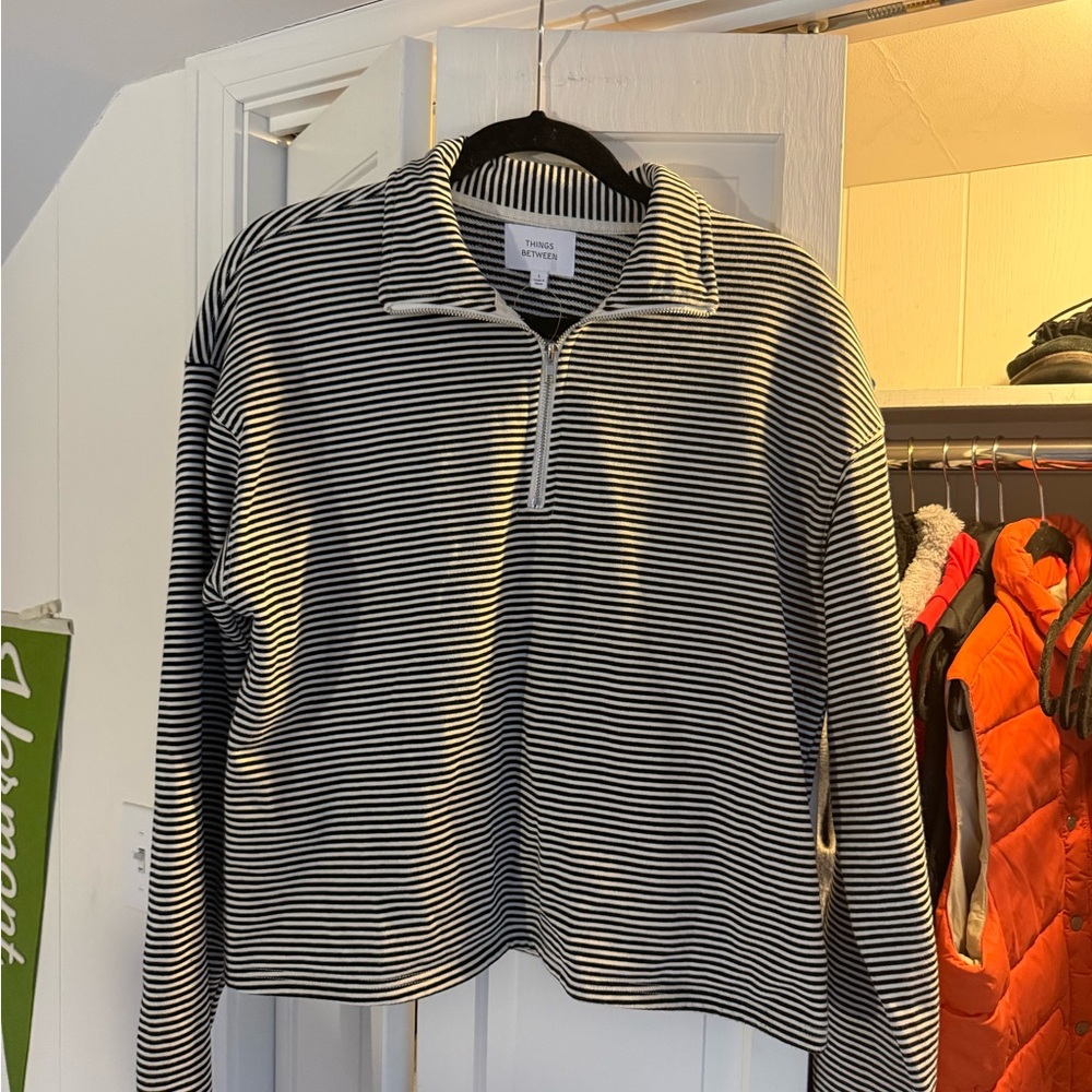 Black and White Striped Pullover